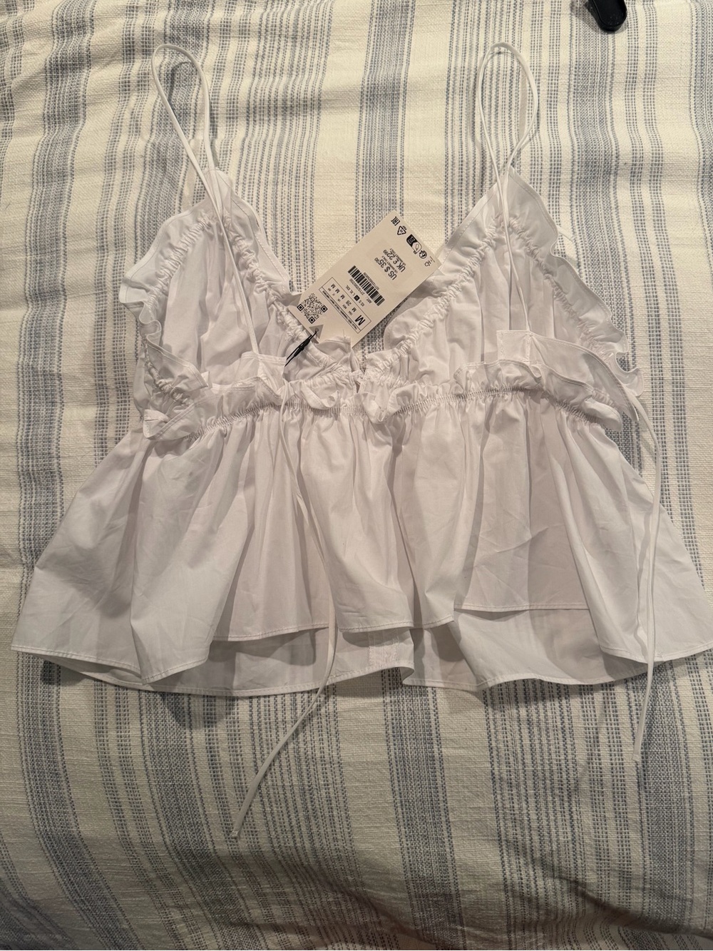 Zara White Poplin Top with Bow - Picture 3 of 3